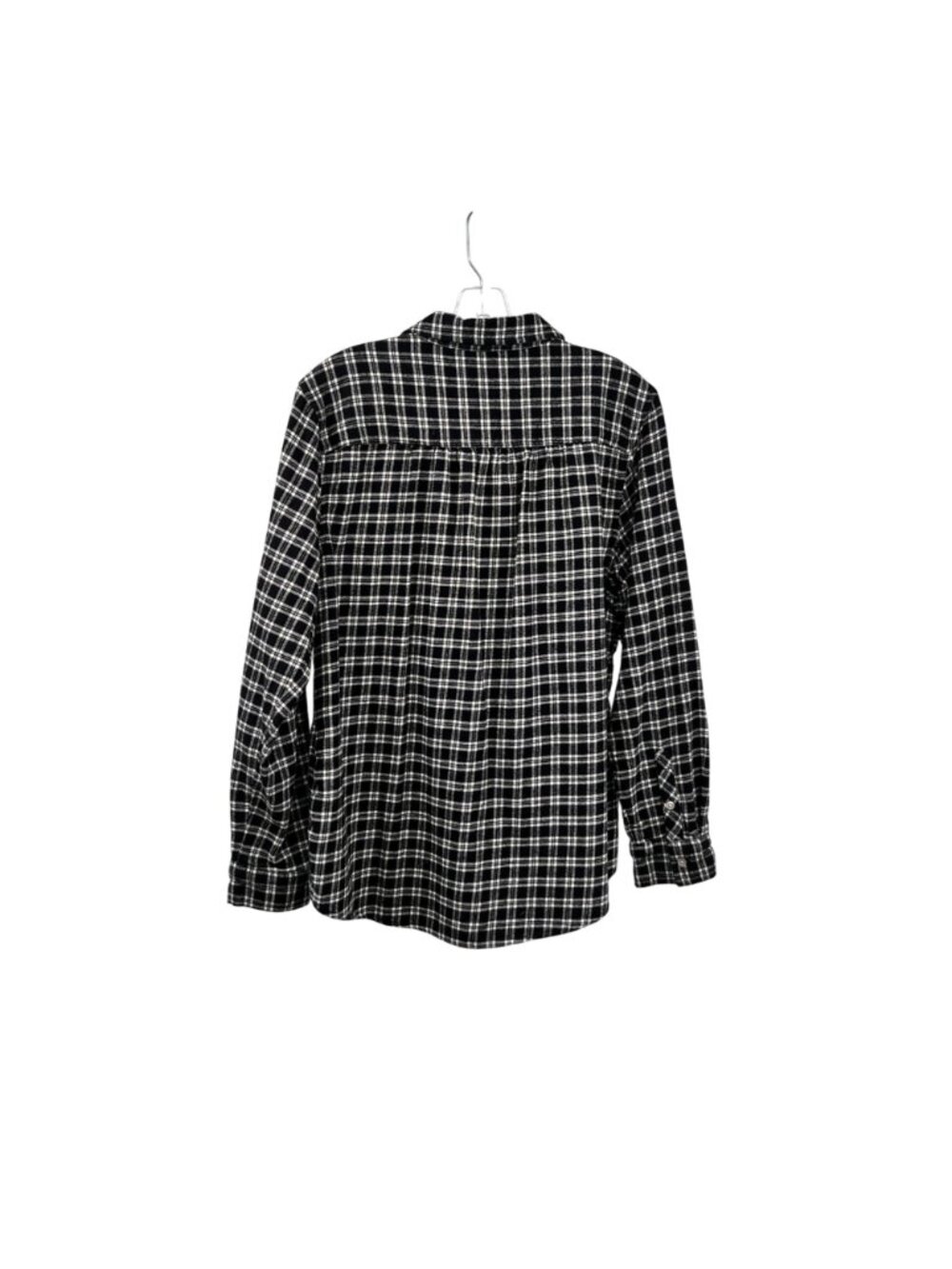 Croft & Barrow Womens Plaid Button Up Top Long Sleeve Black/White Size Large - Picture 7 of 9